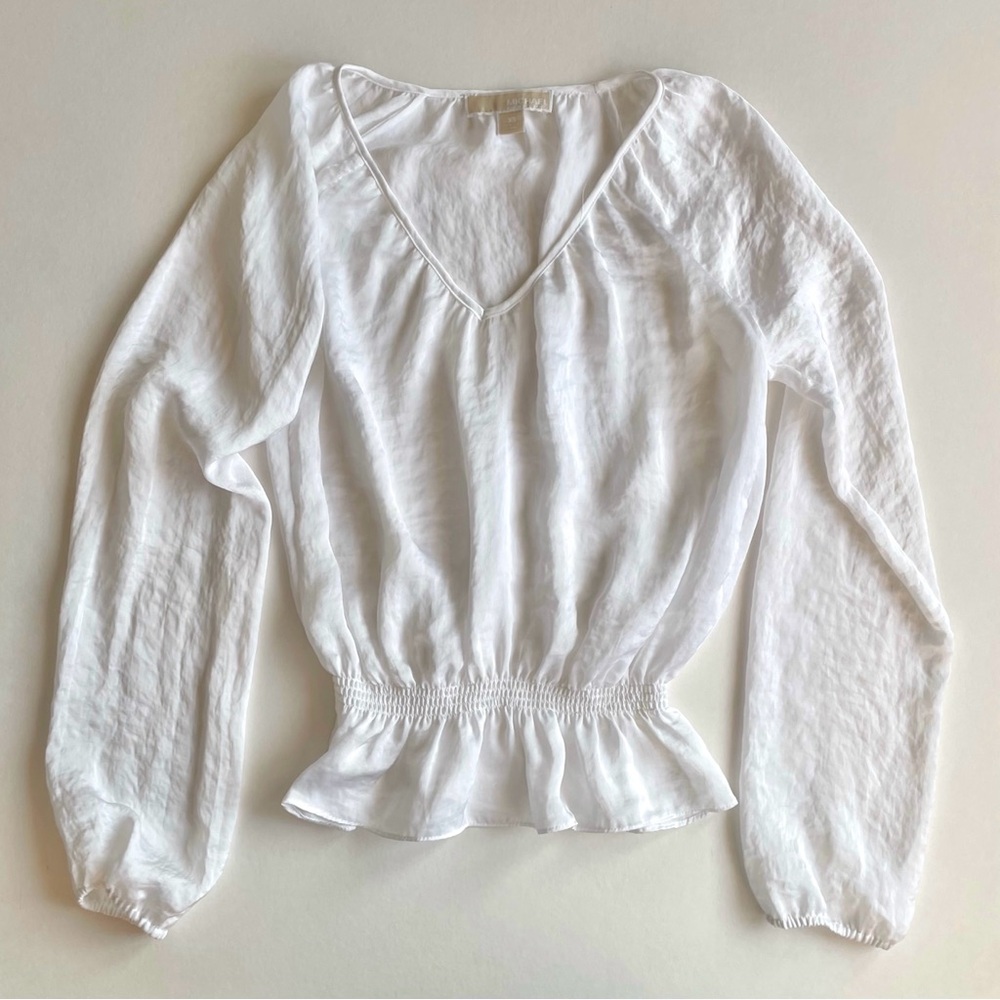 COPY - Michael Kors White Cinched Waist Long Sleeve Blouse